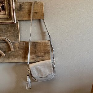 Rebecca Minkoff Light Gray Leather Crossbody with Tassel